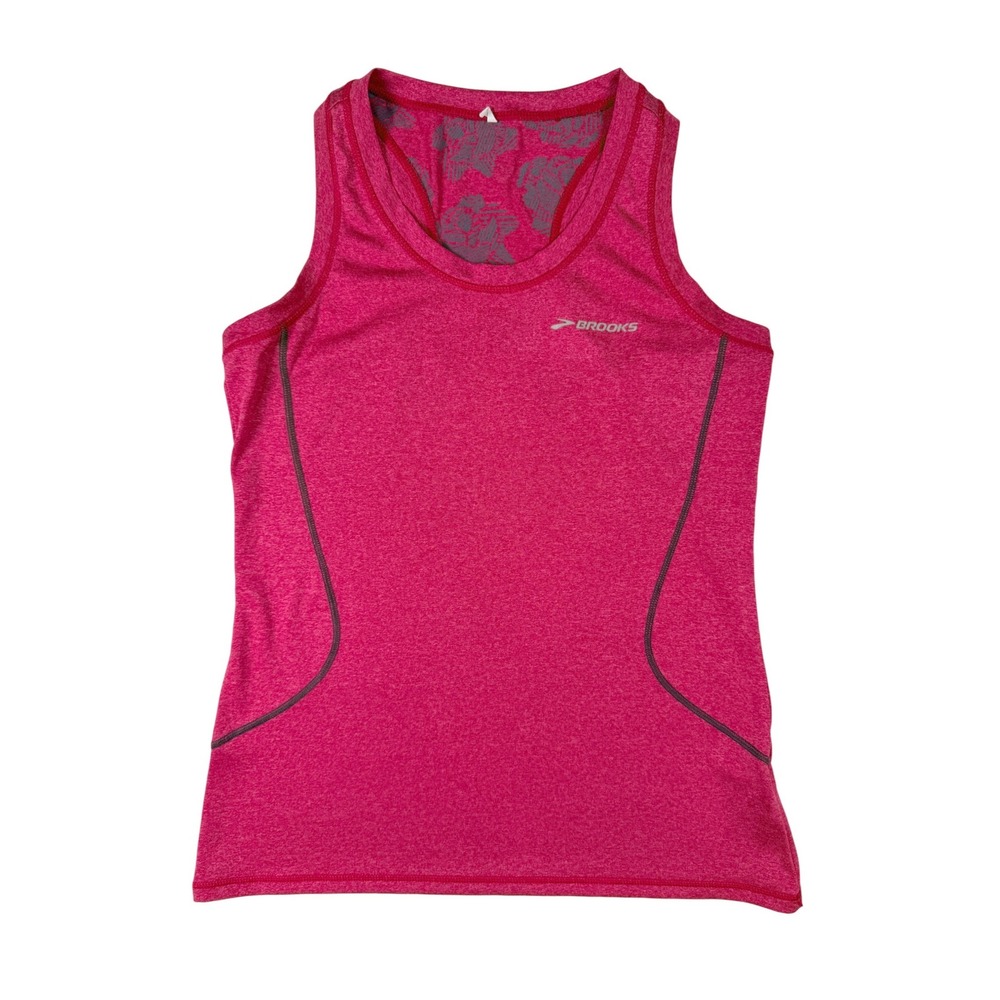 Brooks Tank Top Womens XS Pink Excellent Racerback Floral Mesh Running‎ 220758